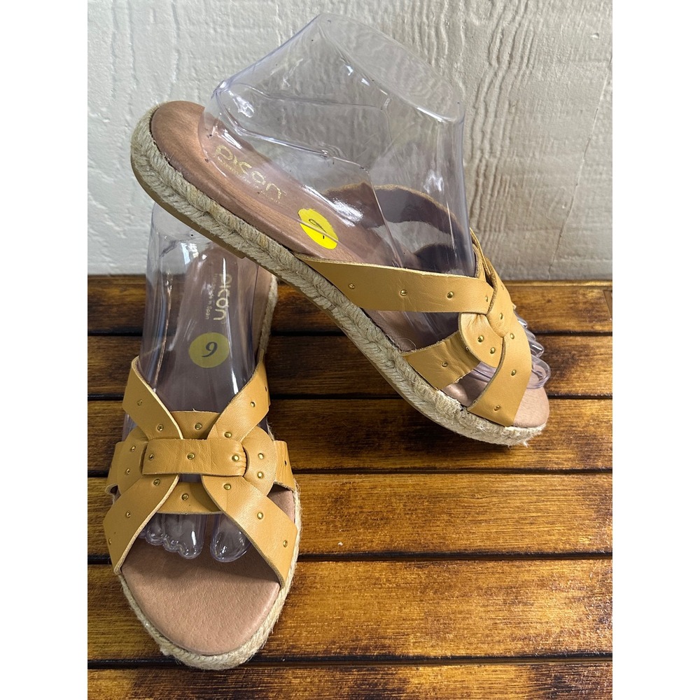 Picon Espadrille Sandals Women's 9 Slides Handmade in Spain Tan‎ Leather